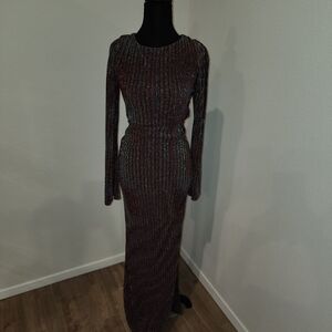 Fun And Wild Metallic Multicolor Long Sleeve Dress